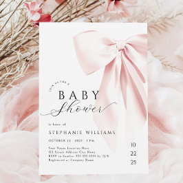 Blush Pink Bow-Baby shower Kaart