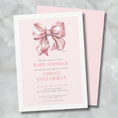 Blush Pink Bow-Baby shower Kaart