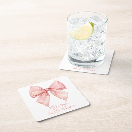 Blush Pink Bow-Baby shower Kartonnen Onderzetters (Insitu)