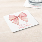Blush Pink Bow-Baby shower Kartonnen Onderzetters (Schuin)