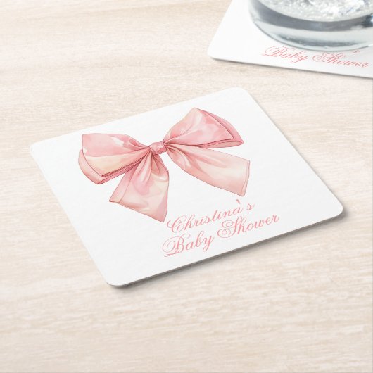 Blush Pink Bow-Baby shower Kartonnen Onderzetters (Schuin)