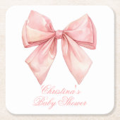 Blush Pink Bow-Baby shower Kartonnen Onderzetters (Voorkant)