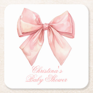 Blush Pink Bow-Baby shower Kartonnen Onderzetters