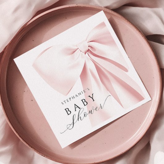 Blush Pink Bow Baby shower Papieren servetten