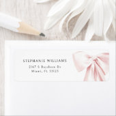 Blush Pink Bow Baby shower retouradres Etiket (Insitu)