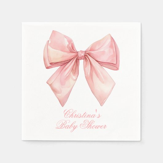 Blush Pink Bow-Baby shower Servet (Voorkant)