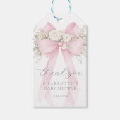 Blush Pink Bow Baby Shower Thank you Cadeaulabel (Voorkant)