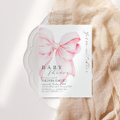 Blush Pink Bow Baby shower Uitnodiging