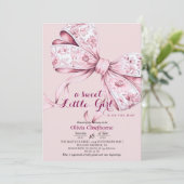 Blush Pink Bow Baby shower Uitnodiging (Staand voorkant)