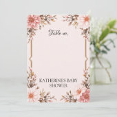 Blush Pink Bow Baby shower Uitnodiging voor Meisje (Staand voorkant)