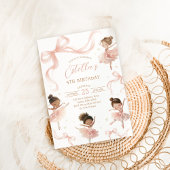 Blush Pink Bow Ballerina Birthday Kaart