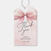 Blush Pink Bow Bedankt Baby Girl Shower Cadeaulabel (Voorkant)