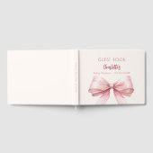 Blush pink bow beige cream Baby shower Gastenboek (Volledig)