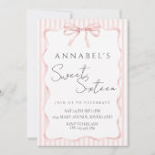 Blush Pink Bow Birthday Invitation Kaart (Voorkant)