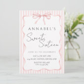 Blush Pink Bow Birthday Invitation Kaart (Staand voorkant)