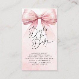 Blush Pink Bow Boeken voor Baby Baby shower Informatiekaartje