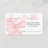 Blush Pink Bow Boy Baby shower Luier Raffle Kaart (Voorkant)