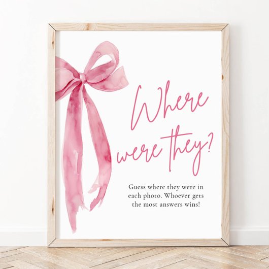 Blush Pink Bow Bridal Waar waren ze Sign Poster