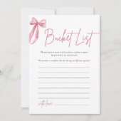 Blush Pink Bow Bucket List Vrijgezellenfeest spel Kaart (Voorkant)