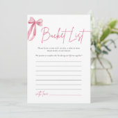 Blush Pink Bow Bucket List Vrijgezellenfeest spel Kaart (Staand voorkant)