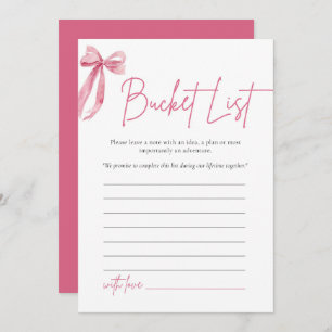 Blush Pink Bow Bucket List Vrijgezellenfeest spel Kaart