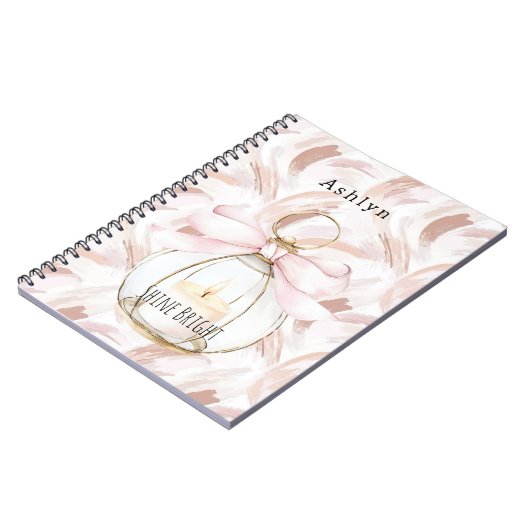Blush Pink Bow Candle Shine Bright Notitieboek (Linkerzijde)