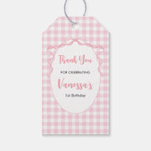 Blush Pink Bow Coquette 1e verjaardag Dank u