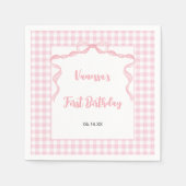 Blush Pink Bow Coquette 1e verjaardag Servet (Voorkant)