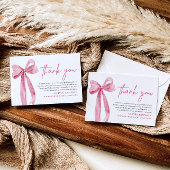 Blush Pink Bow Coquette Afstuderen Dank u kaart