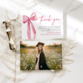 Blush Pink Bow Coquette Afstuderen Dank u kaart