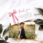 Blush Pink Bow Coquette Afstuderen Dank u kaart