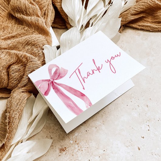 Blush Pink Bow Coquette Afstuderen Dank u kaart
