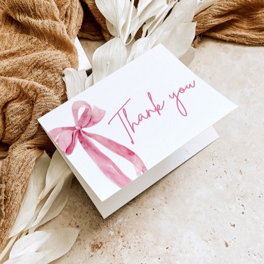 Blush Pink Bow Coquette Afstuderen Dank u kaart
