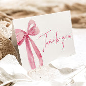 Blush Pink Bow Coquette Afstuderen Dank u kaart
