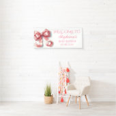 Blush Pink Bow Coquette Baby shower Spandoek (Insitu)