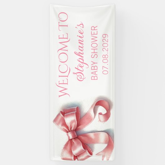Blush Pink Bow Coquette Baby shower Spandoek (Verticaal)