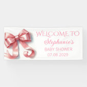 Blush Pink Bow Coquette Baby shower Spandoek (Horizontaal)