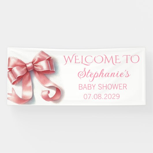 Blush Pink Bow Coquette Baby shower Spandoek (Horizontaal)