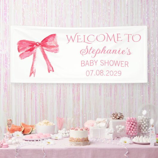 Blush Pink Bow Coquette Baby shower Spandoek (Feest)