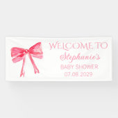 Blush Pink Bow Coquette Baby shower Spandoek (Horizontaal)