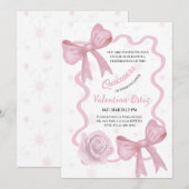 Blush Pink Bow coquette floral Quinceanera Kaart (Voorkant / Achterkant)
