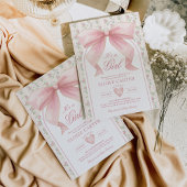 Blush Pink Bow Coquette Girl Baby shower Kaart