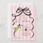 Blush Pink Bow Coquette Olive Martini Verjaardag Kaart (Voorkant)