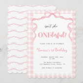 Blush Pink Bow Coquette Onederful 1e Verjaardag Kaart (Voorkant / Achterkant)