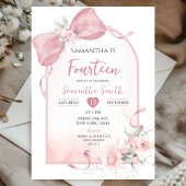 Blush Pink Bow Coquette Ribbon Arch Girl Verjaarda Kaart