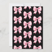 Blush Pink Bow Coquette Script Sweet 16 Black Kaart (Achterkant)
