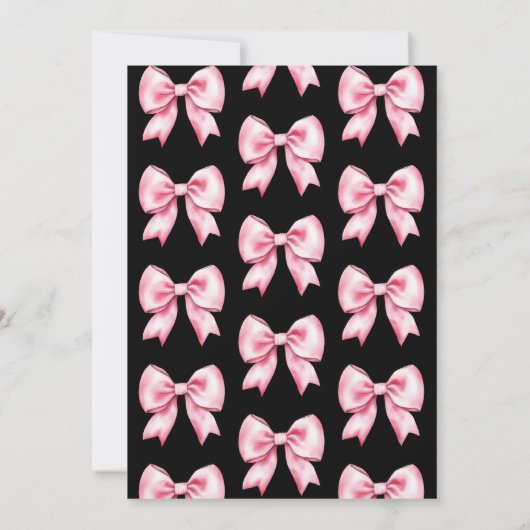Blush Pink Bow Coquette Script Sweet 16 Black Kaart (Achterkant)