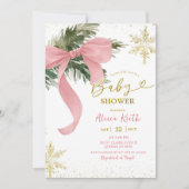 Blush Pink Bow Coquette Winter Baby Shower Kaart (Voorkant)