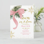 Blush Pink Bow Coquette Winter Bridal Shower Kaart (Staand voorkant)