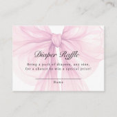 Blush Pink Bow Diaper Raffle Ticket Informatiekaartje (Voorkant)